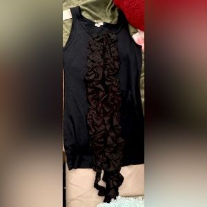 Cordelia Black Mini or Long Top (Rayon & Spandex) with Ruffle - New